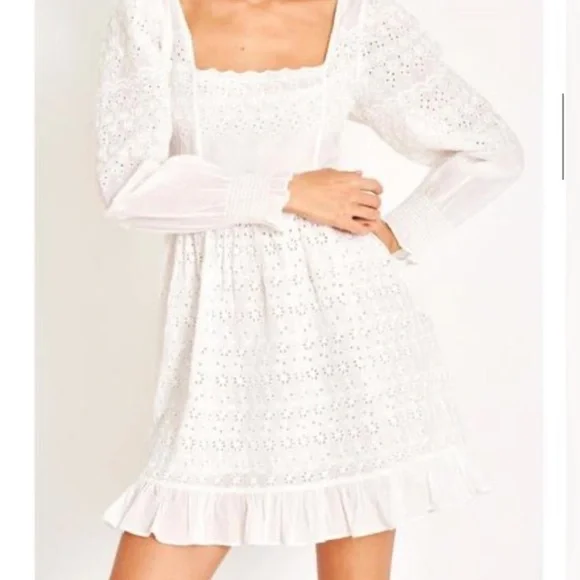 LoveShackFancy Preslina Dress True White — Size 8 — Never Worn - Picture 1 of 5